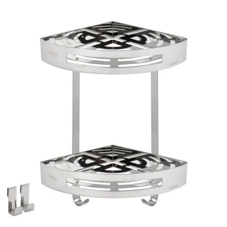 Полка для ванной BRIMIX 5658 угловая настенная из нержавеющей стали 2 яруса Полка для ванной BRIMIX 5658 угловая настенная из нержавеющей стали 2 яруса