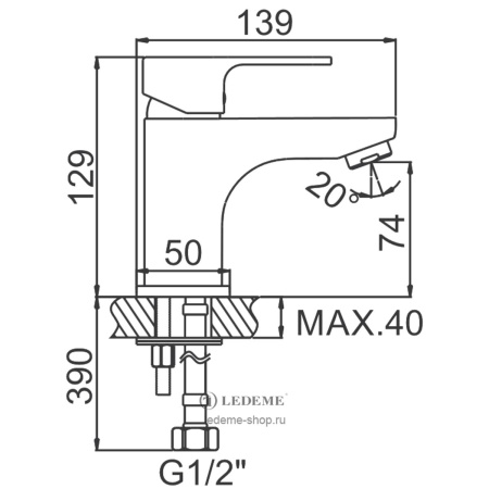 Смеситель для умывальника Ledeme H03W L1003W белый
