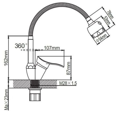 Смеситель для кухни Эверест B58-214M с гибким изливом