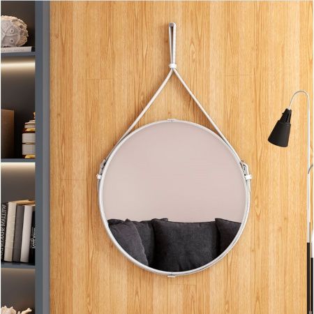 Зеркало  Ритц D 500 на ремне из натуральной кожи белого цвета Зеркало  Ритц D 500 на ремне из натуральной кожи белого цвета