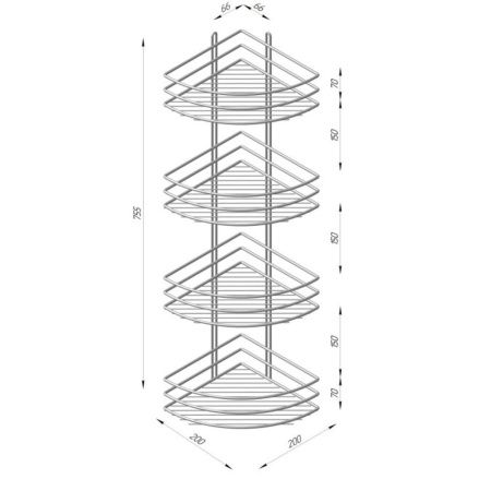Полка для ванной ProfFero П0001903 Хром угловая настенная 4 яруса