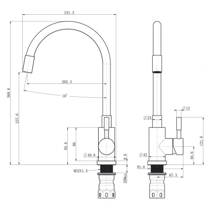 Смеситель для кухни Olive's Balear 13435-3BL с гибким изливом черный