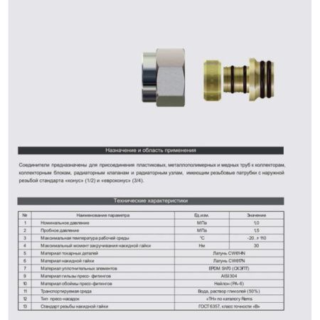 Ниппель адаптор  TIM с упл,кол,1/2-3/4 M303-23A