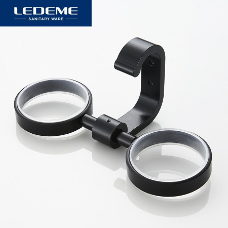 Держатель для ванной LEDEME L5508 Черный с 2-мя стаканами