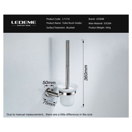 Ёрш для унитаза LEDEME L71710 из нержавеющей стали настенный стекло