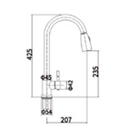 Смеситель для кухни Fashun A56109 с высоким вытяжным изливом