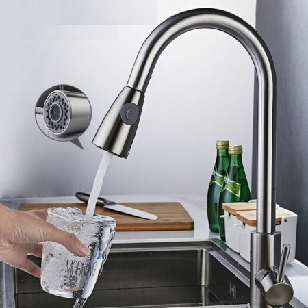 Смеситель для кухни Fashun A56109 с высоким вытяжным изливом