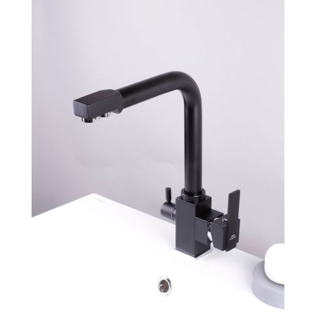 Смеситель для кухни Fashun A4355-7 с подключением к фильтру воды черный