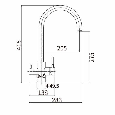Смеситель для кухни Fashun D35 A54309-B с подключением к фильтру воды