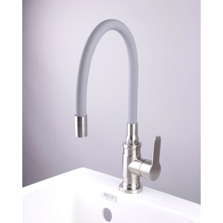 Смеситель для кухни Fashun A54401-12 c гибким изливом серый