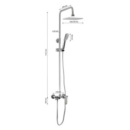 Душевая стойка GFmark 4875 с тропическим душем и смесителем