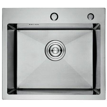 Мойка для кухни врезная GERHANS K35044 хром из нержавеющей стали, 50*44 см с сифоном