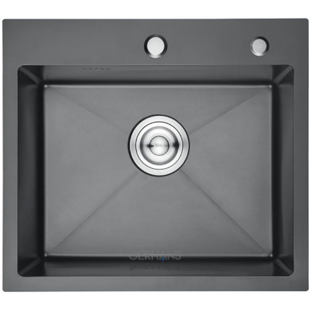 Мойка для кухни врезная GERHANS K35044B графит из нержавеющей стали, 50*44 см с сифоном