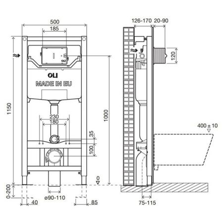 Инсталляция для унитаза OLI 120 OLI pure Sanitarblok 152972 механическая с дозатором без кнопки