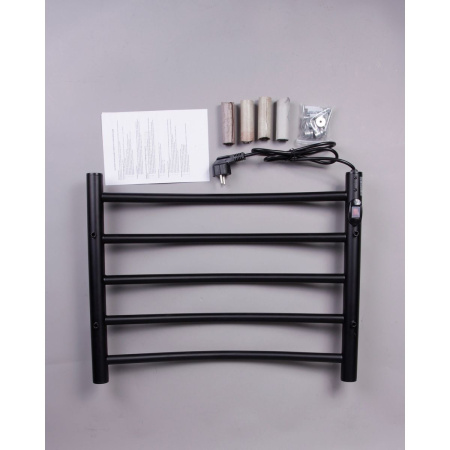 Полотенцесушитель BRIMIX BK109AW5S Черный матовый электрический ДУГА прямой на 5 перекладин из нерж. стали 415х540х80, t - 50*C