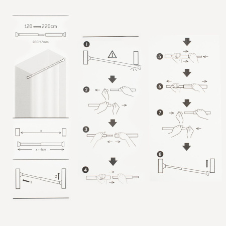 Карниз для ванной GFmark 100016 Хром 1200х2200 мм