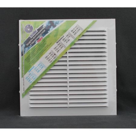 Космовент Решетка вентиляционная 185х185 с москитной сеткой пластиковая белая арт.Л185 (100)