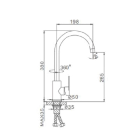 Смеситель для кухни Dikalan B4065 с гибким изливом белый