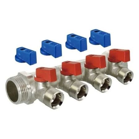 Коллектор никелированный 3/4"х1/2" Вн/Нр Tim MV-3/4-N-4 на 4 выхода под евроконус