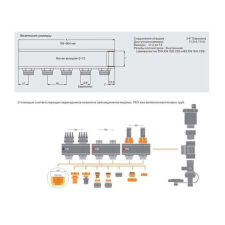 Коллекторная группа с шаровыми кранами 1