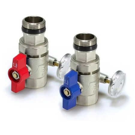 Кран шаровой с накидной гайкой и термометром 1