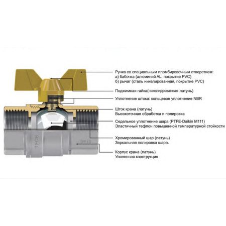 Кран шаровой усиленный для газа 1/2
