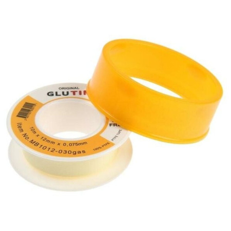 Фум лента для газа, 10м* 12мм* 0.075мм, плотность: 0.3г/см3,  Макс. Резъба до 3/4