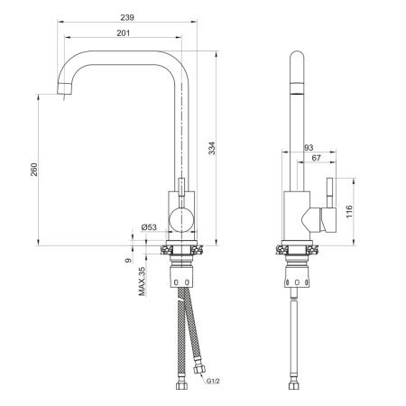 Смеситель для кухни Olive's Balear 13435-2BLB черный