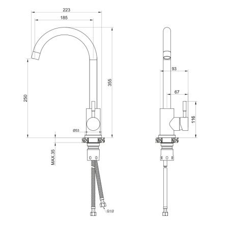 Смеситель для кухни Olive's Balear 13435-1BLB черный