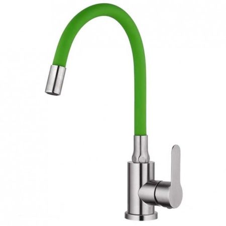 Смеситель для кухни Fashun A54101-6 c гибким изливом зелёный