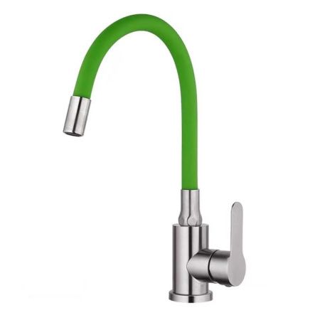 Смеситель для кухни Fashun A54101-6 c гибким изливом зелёный