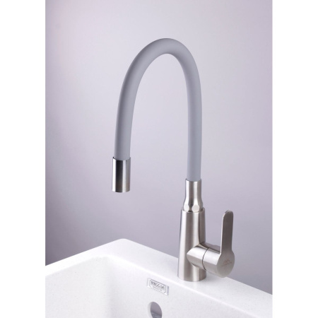 Смеситель для кухни Fashun A54301-12 c гибким изливом серый