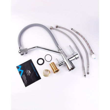 Смеситель для кухни Fashun A4382-12 с гибким изливом серый