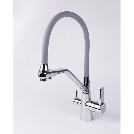 Смеситель для кухни Fashun A4382-12 с гибким изливом серый