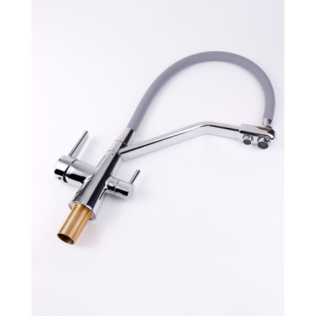 Смеситель для кухни Fashun A4382-12 с гибким изливом серый