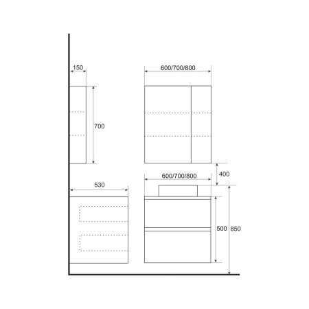 Зеркало для ванной HOME LINE Aurora 1 700*150*700 без подсветки