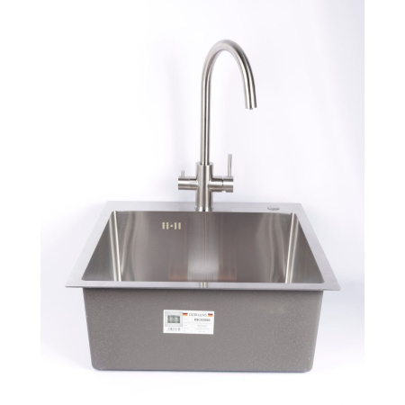 Мойка для кухни врезная GERHANS RK35050 хром из нержавеющей стали, 50*50 см с сифоном