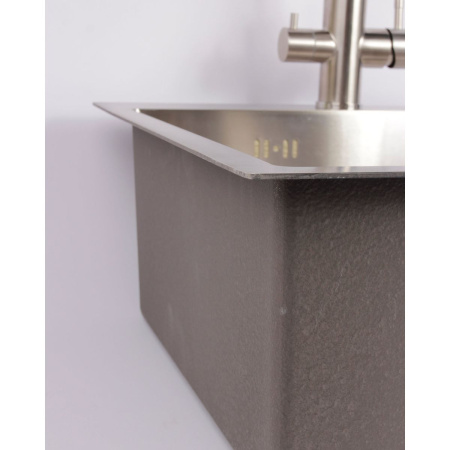 Мойка для кухни врезная GERHANS RK35050 хром из нержавеющей стали, 50*50 см с сифоном
