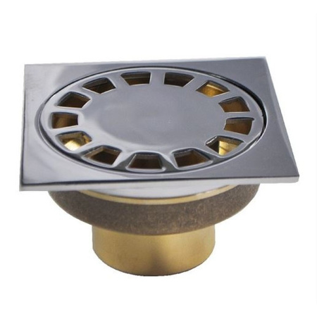 Трап Санакс латунный 100х100 выход 50мм вертикальный нижняя часть-бронза 00044