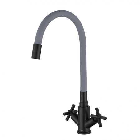 Смеситель для кухни Fmark FS8442-04H с гибким изливом серый