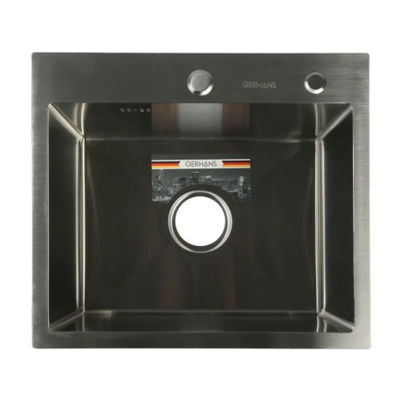 Мойка для кухни врезная GERHANS RK35050B графи из нержавеющей стали, 50х50 см с сифоном