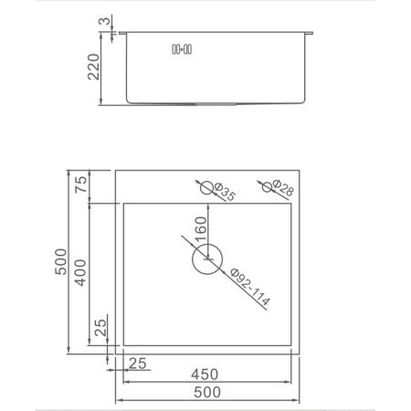 Мойка для кухни врезная GERHANS RK35050B графи из нержавеющей стали, 50х50 см с сифоном