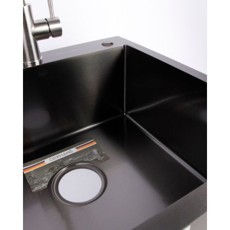 Мойка для кухни врезная GERHANS RK35050B графи из нержавеющей стали, 50х50 см с сифоном