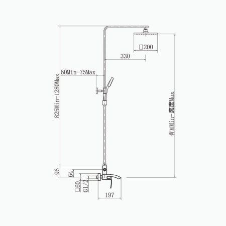 Душевая система FASHUN со смесителем с тропическим душем из нерж. стали A52418