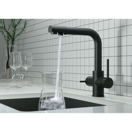 Смеситель для кухни Gross Aqua Ecolife 3120609MB с подключением к фильтру воды черный