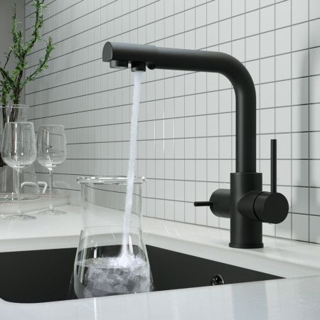 Смеситель для кухни Gross Aqua Ecolife 3120609MB с подключением к фильтру воды черный