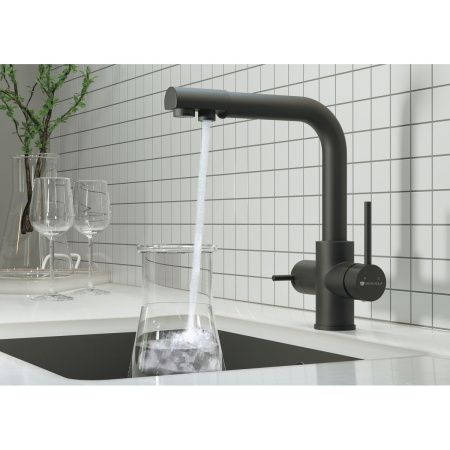 Смеситель для кухни Gross Aqua Ecolife 3120609MB с подключением к фильтру воды черный