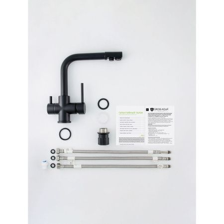Смеситель для кухни Gross Aqua Ecolife 3120609MB с подключением к фильтру воды черный