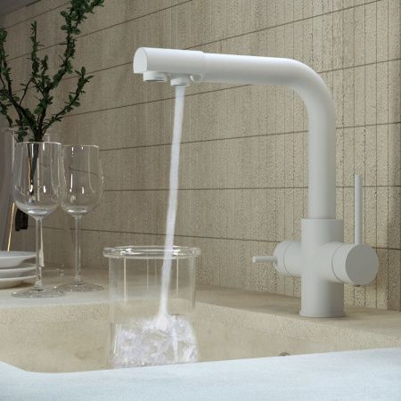 Смеситель для кухни Gross Aqua Ecolife 3120609MW с подключением к фильтру воды белый