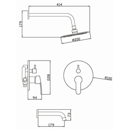 Смеситель Встроенный Potato для ванны P3310-2 (4)